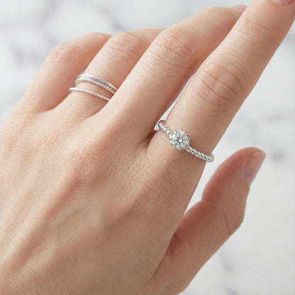 Trendy Elastic Beaded Sparkle Ball Ring