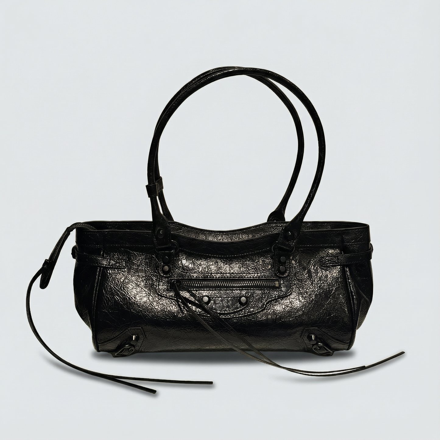 Atelier Noir -  Crinkled Cowhide Leather Shoulder Bag
