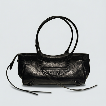 Atelier Noir -  Crinkled Cowhide Leather Shoulder Bag