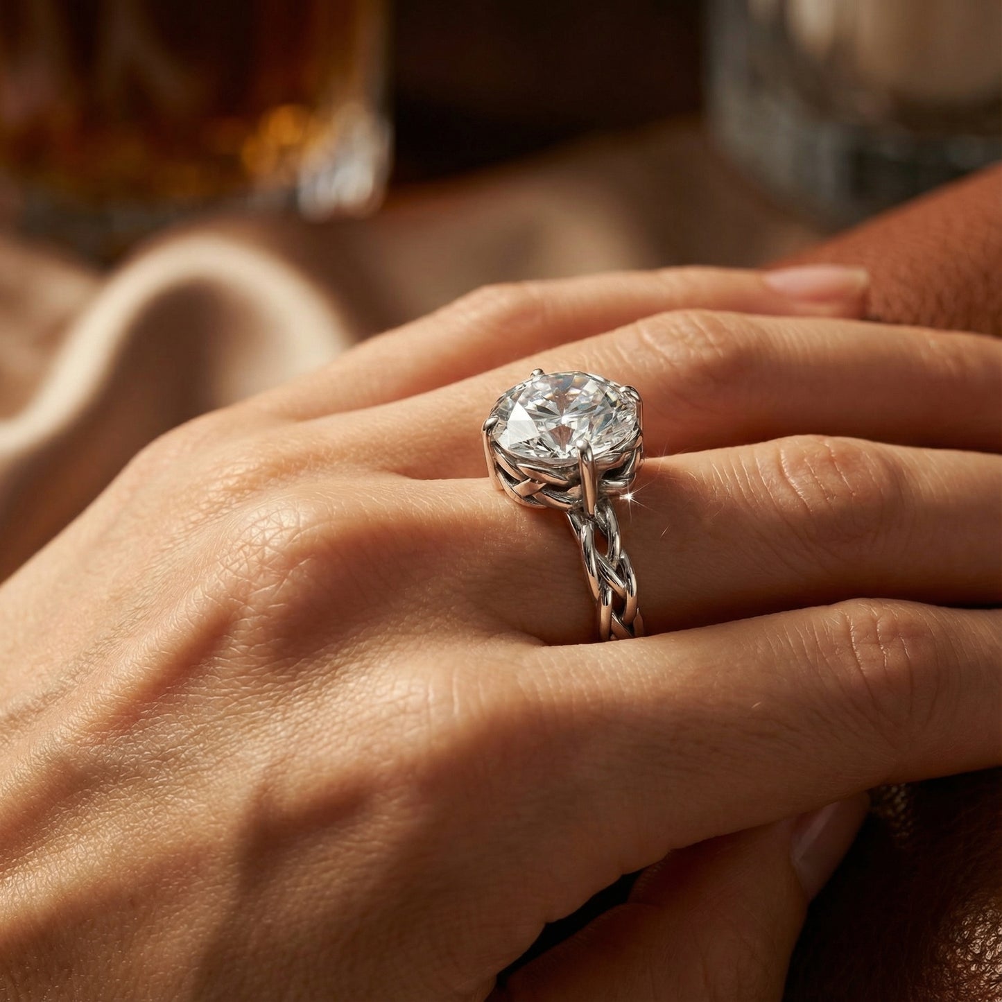 Serenity Braided Crystal Dome Ring – Silver