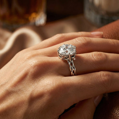 Serenity Braided Crystal Dome Ring – Silver