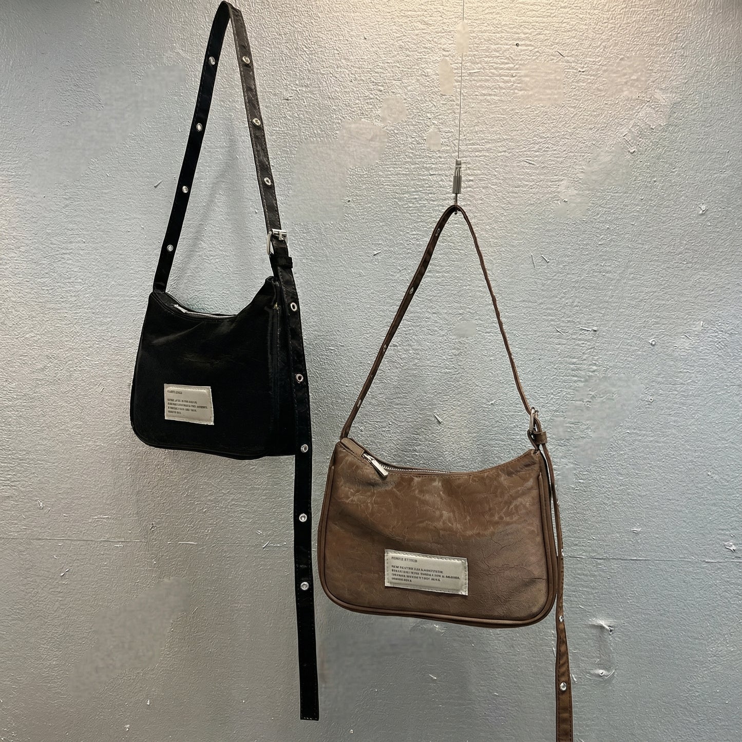 CRACK MINI EYELET CROSSBODY BAG - Black, Brown