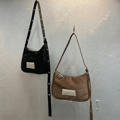 CRACK MINI EYELET CROSSBODY BAG - Black, Brown