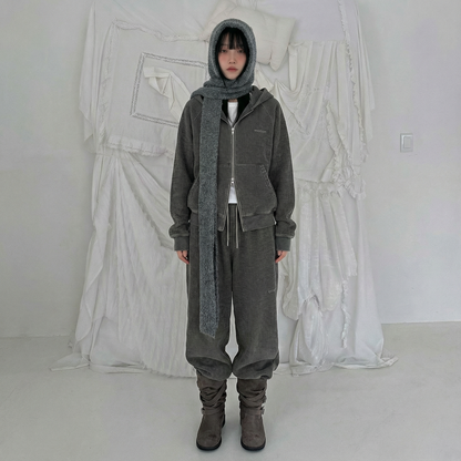 Women’s Fleece-Lined Zip-Up Setwear – Charcoal