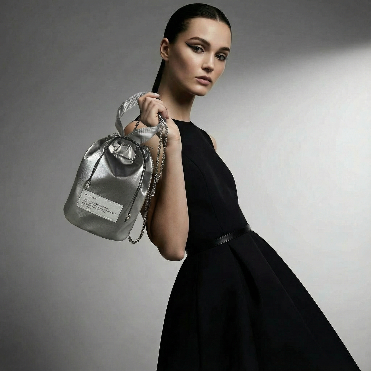 AURORA METALLIC DRAWSTRING MINI TOTE BAG