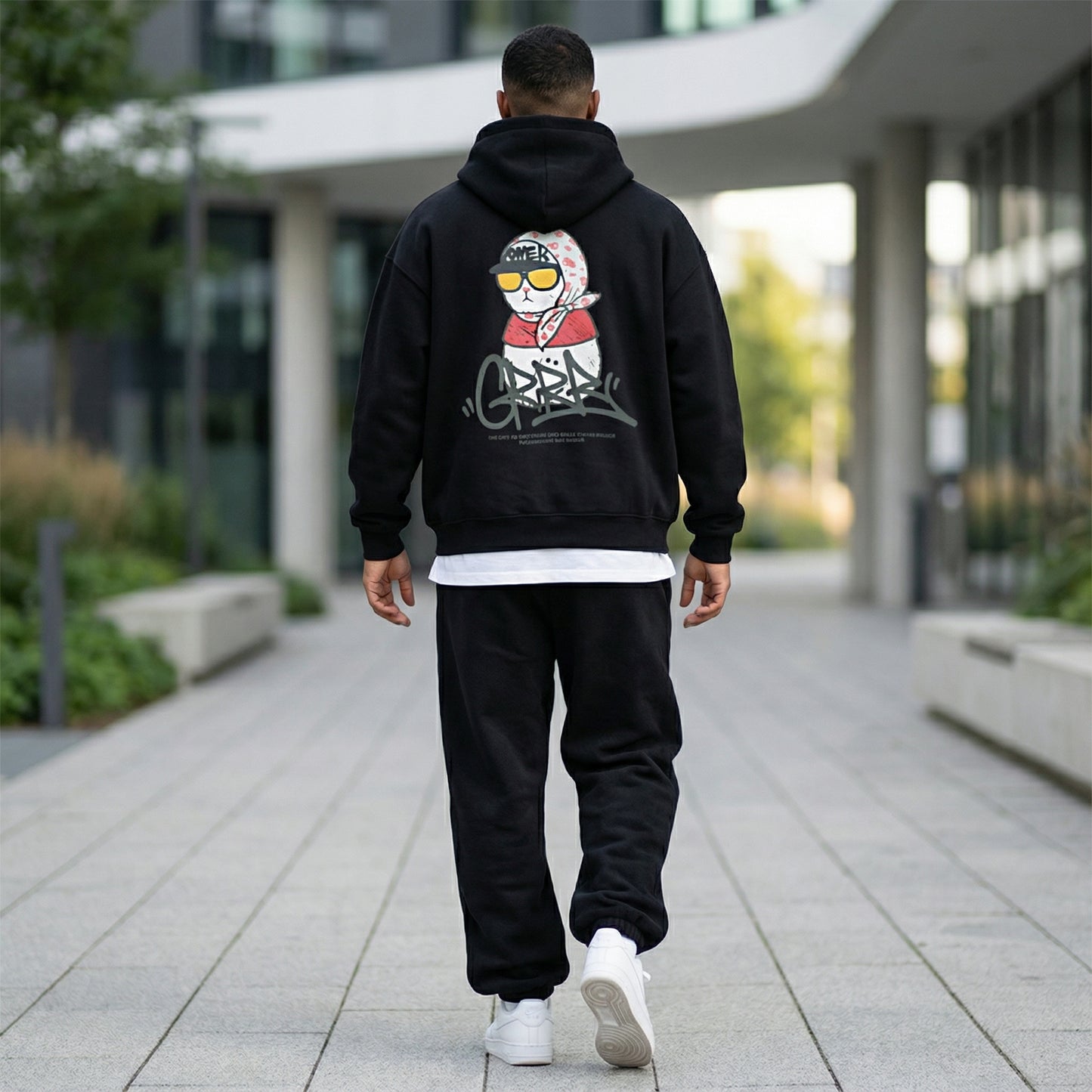 POWERCAT Hoodie — Graphic Street Cat Design  (UNISEX / WOMEN – OVERFIT)