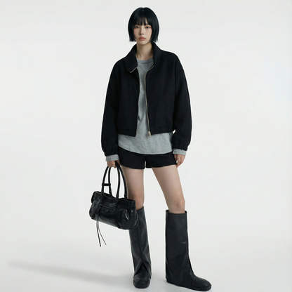 Atelier Noir -  Crinkled Cowhide Leather Shoulder Bag