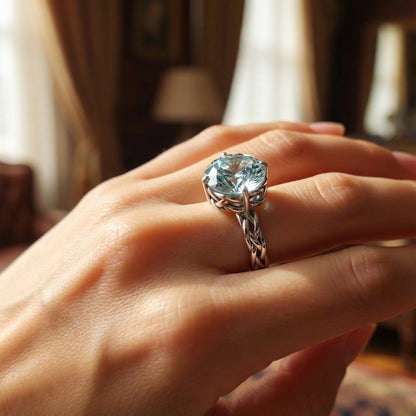 Serenity Braided Crystal Dome Ring – Silver