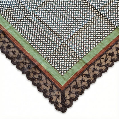 Geometric Chain Print  Etiquette Handkerchief Apron - Olive, Navy