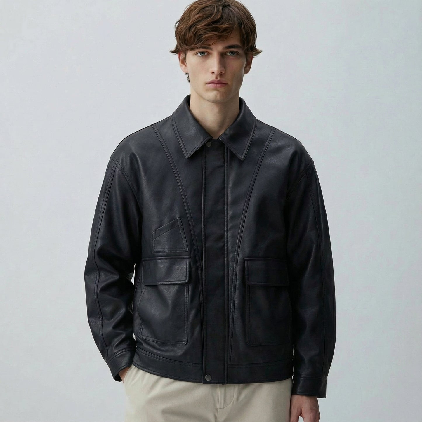 Urban Ease Faux Leather Jacket / Unisex   - Black