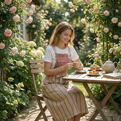 French Country Check & Stripe Apron – Red