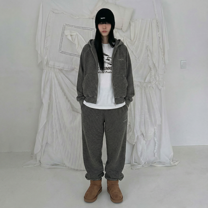 Women’s Fleece-Lined Zip-Up Setwear – Charcoal