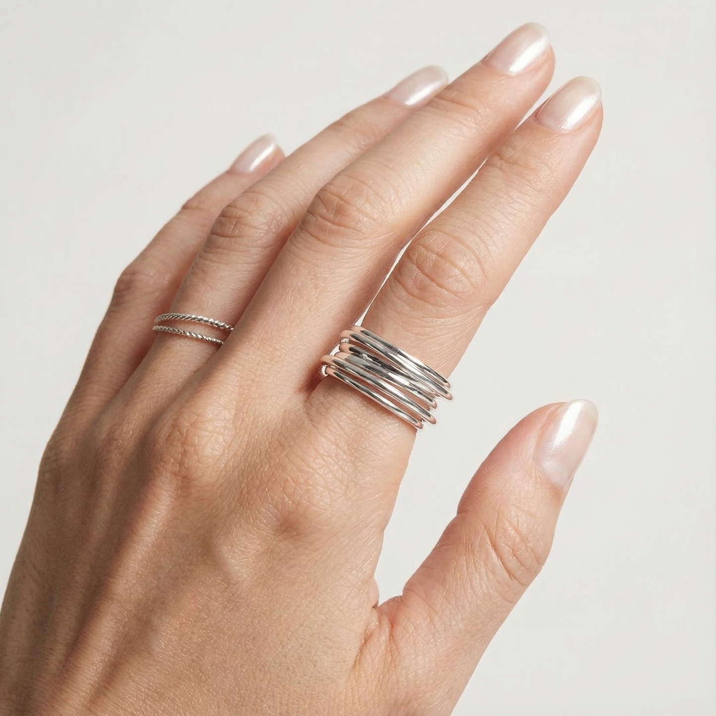 Sculpted Coil Curve Silver Ring