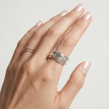 Sculpted Coil Curve Silver Ring
