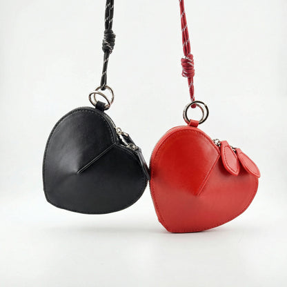 Cowhide Leather Heart Mini Pouch
