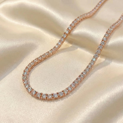 Belle Luxe Rose Tennis Necklace & Belle Éclat Drop Earrings – 18K Rose Gold Vermeil Jewelry Set