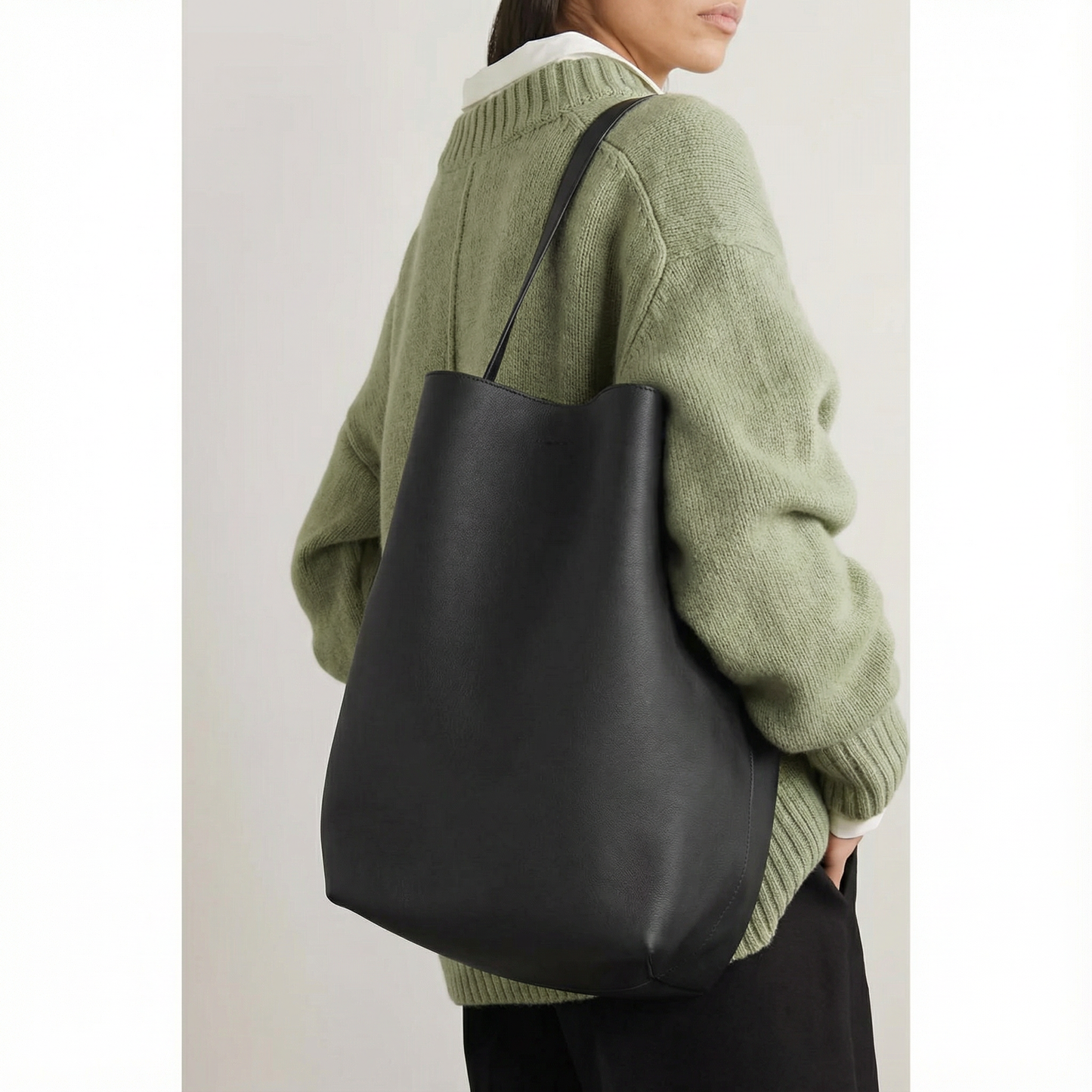 Large  Norr Leather Bucket Tote Bag