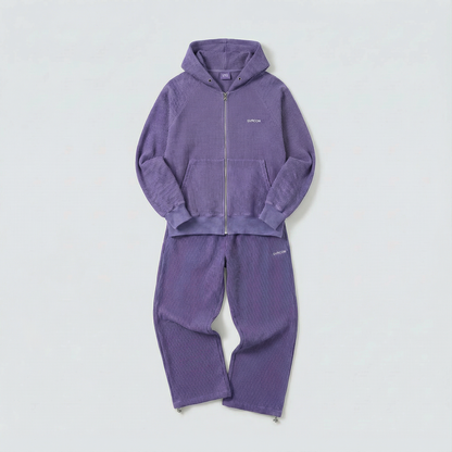 Women’s Fleece-Lined Zip-Up Setwear –  Soft Purple