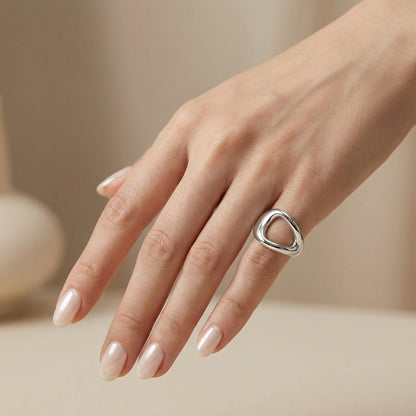 Pinky Sculpted Triangle Ring