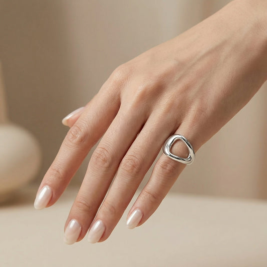 Pinky Sculpted Triangle Ring