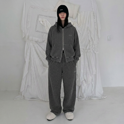 Women’s Fleece-Lined Zip-Up Setwear – Charcoal