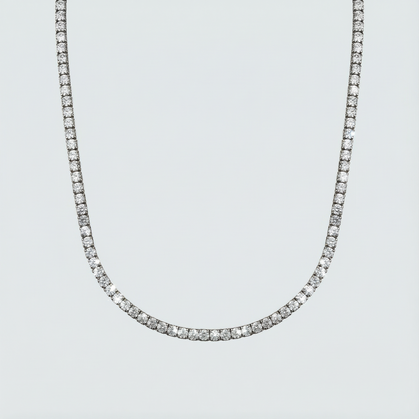 Celestine Shine Necklace in Sterling Silver with Zirconia Stone Line