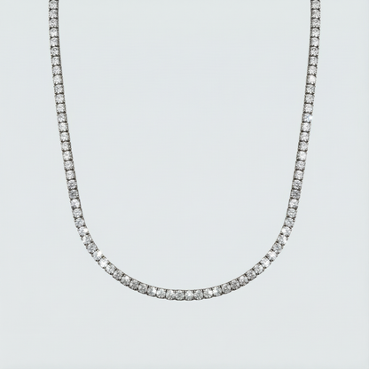 Celestine Shine Necklace in Sterling Silver with Zirconia Stone Line