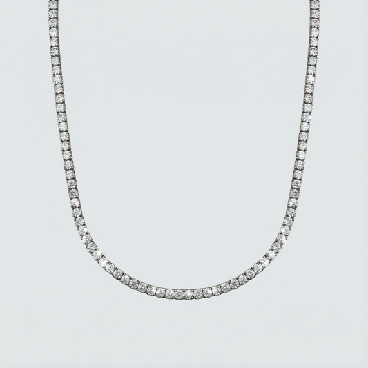 Celestine Shine Necklace in Sterling Silver with Zirconia Stone Line