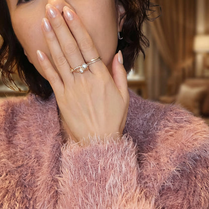 Trendy Elastic Beaded Sparkle Ball Ring