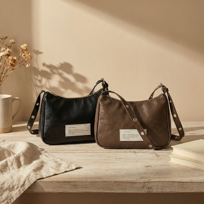 CRACK MINI EYELET CROSSBODY BAG - Black, Brown