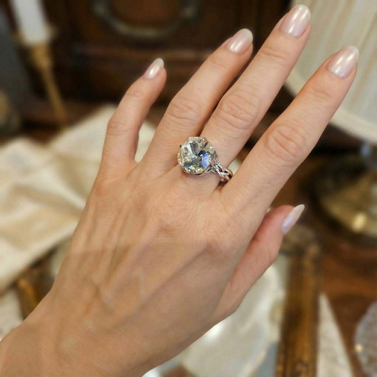 Serenity Braided Crystal Dome Ring – Silver