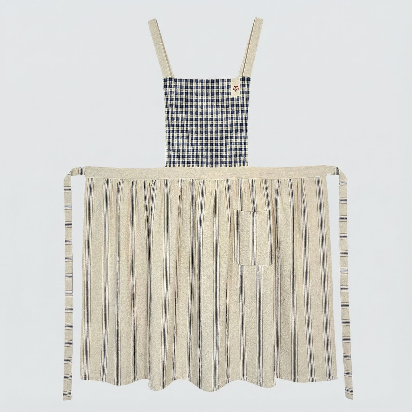 French Country Check & Stripe Apron – Navy