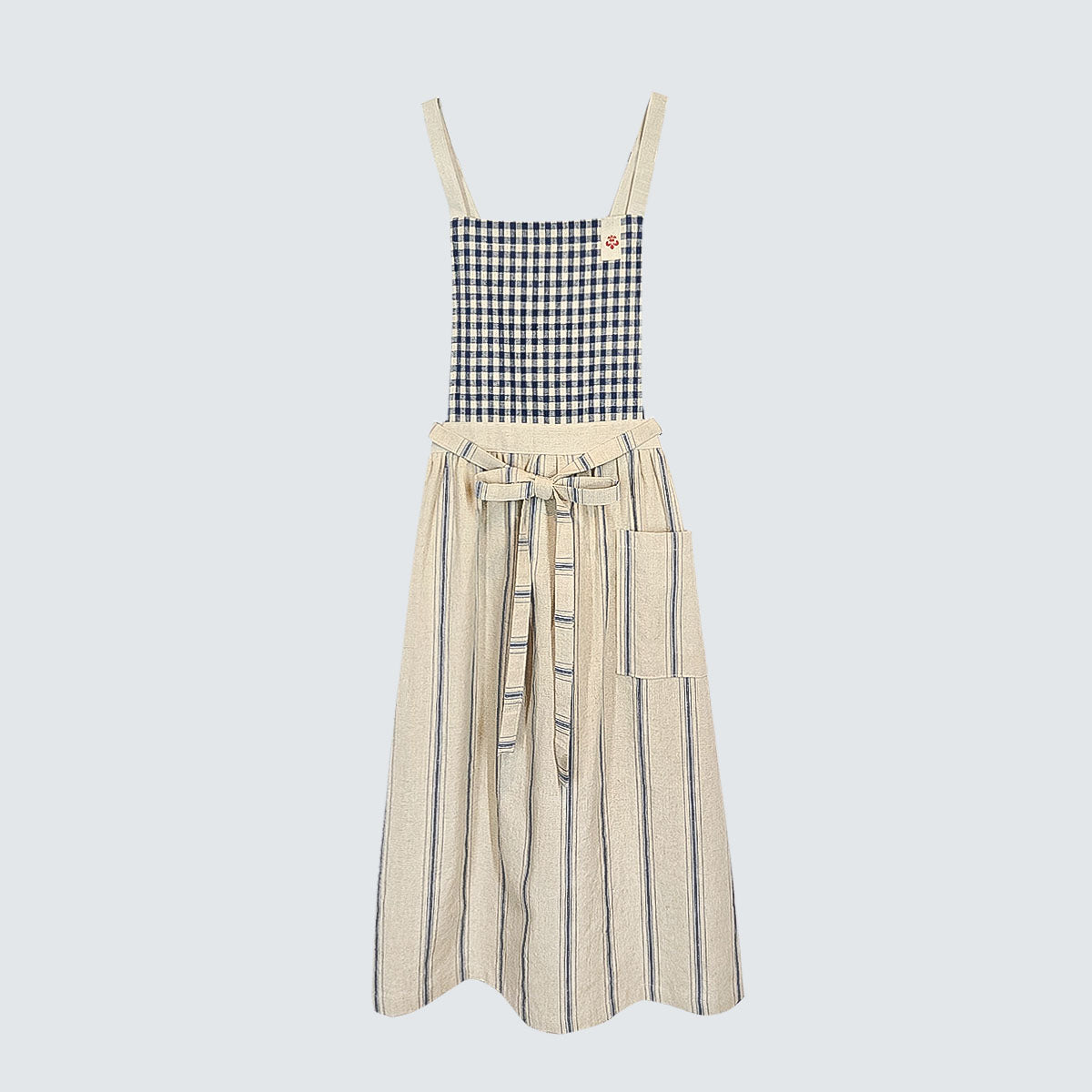 French Country Check & Stripe Apron – Navy