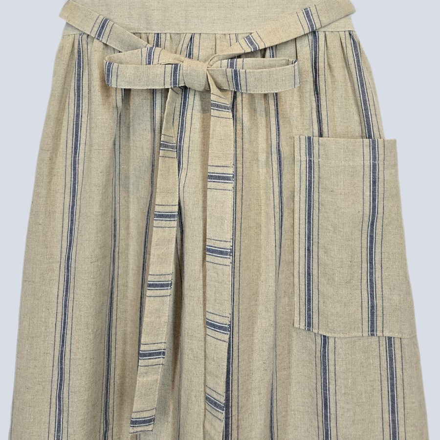 French Country Check & Stripe Apron – Navy