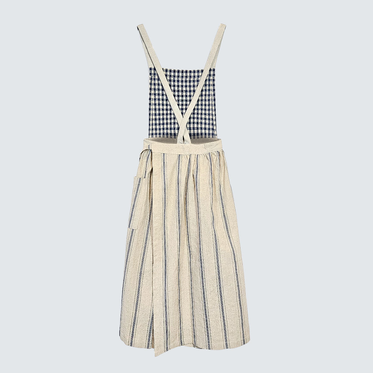 French Country Check & Stripe Apron – Navy