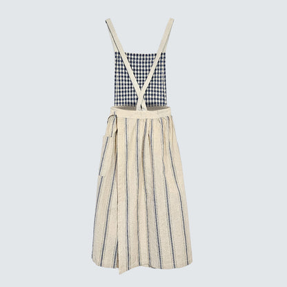 French Country Check & Stripe Apron – Navy