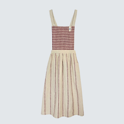 French Country Check & Stripe Apron – Red
