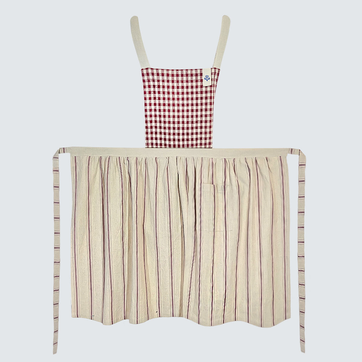 French Country Check & Stripe Apron – Red