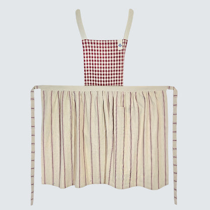 French Country Check & Stripe Apron – Red