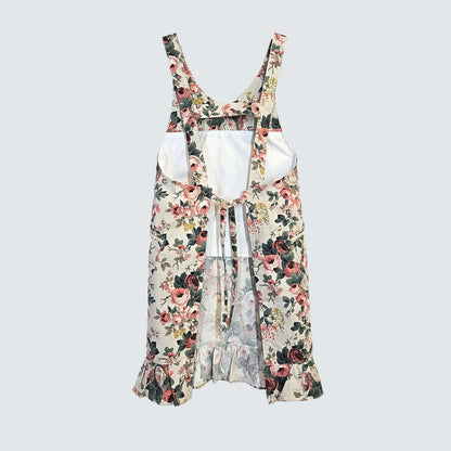 Vintage Rose Floral Cotton Apron