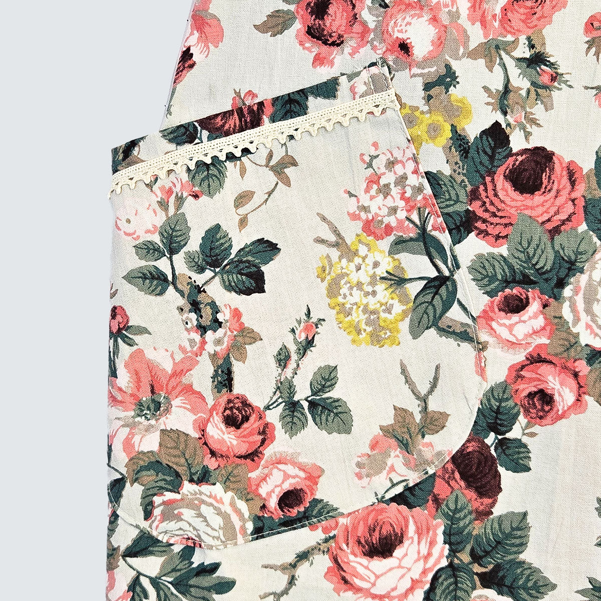 Vintage Rose Floral Cotton Apron