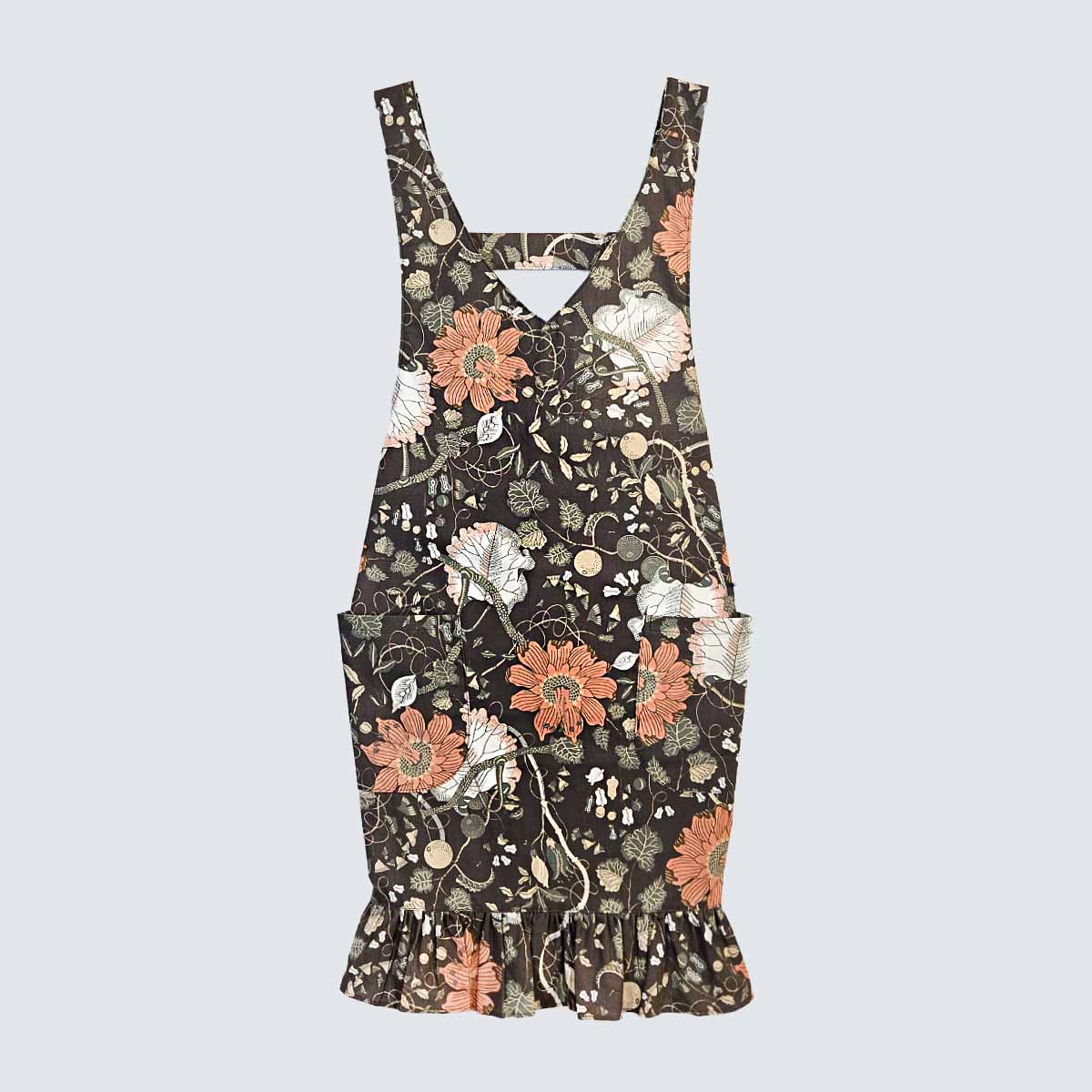 Antique Botanical Floral Cotton Apron