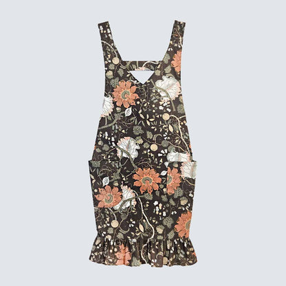 Antique Botanical Floral Cotton Apron