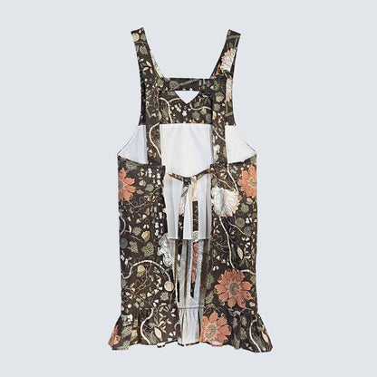 Antique Botanical Floral Cotton Apron