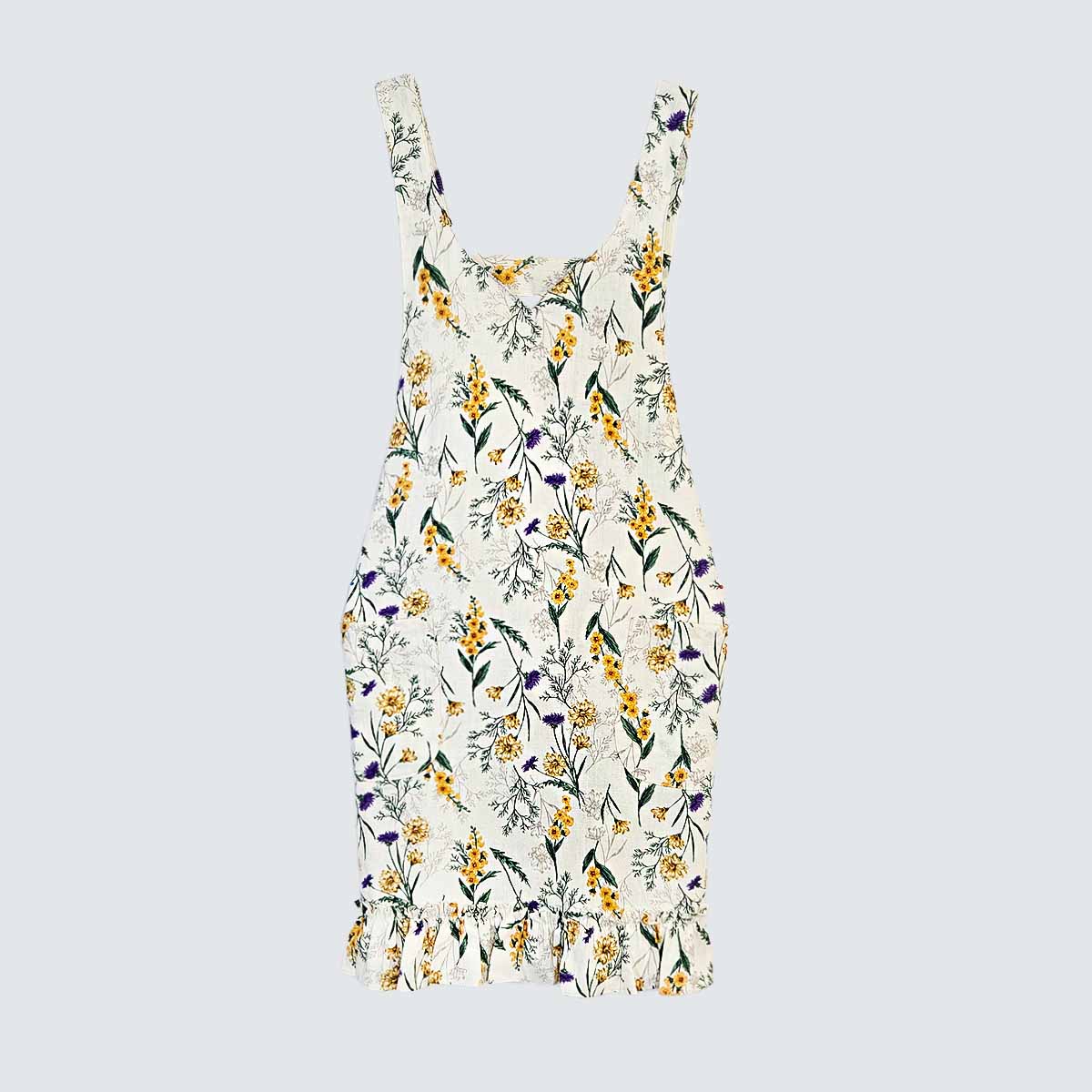 Yellow Botanical Cotton Apron Dress