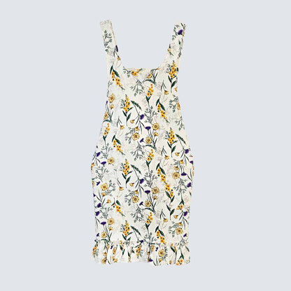 Yellow Botanical Cotton Apron Dress