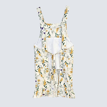 Yellow Botanical Cotton Apron Dress