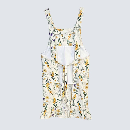 Yellow Botanical Cotton Apron Dress