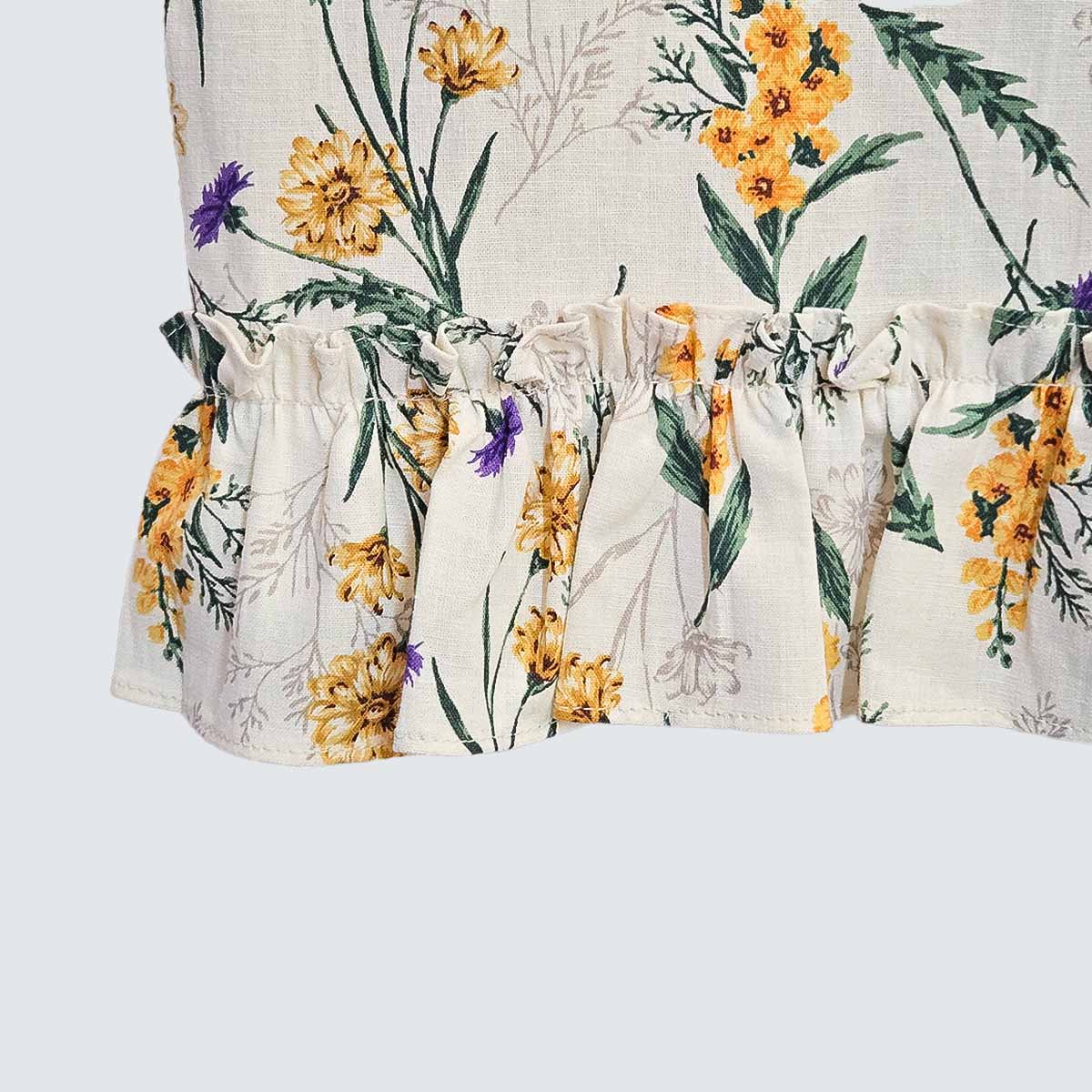 Yellow Botanical Cotton Apron Dress