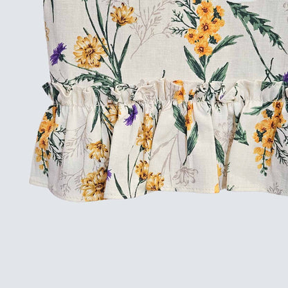 Yellow Botanical Cotton Apron Dress
